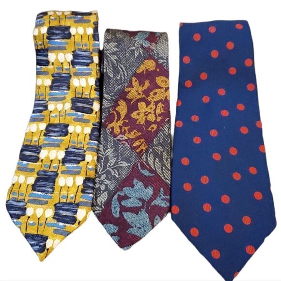 Ermenegildo Zegna Silk Tie Lot Tapestry Batik Dots - Picture 1 of 14